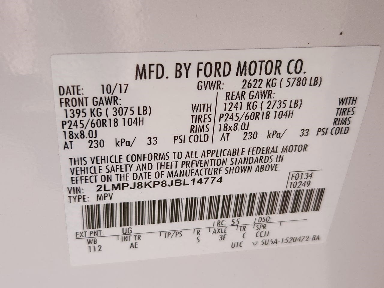 2018 Lincoln MKX Select